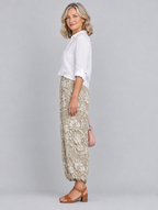 Maudie printed pants in khaki, side view