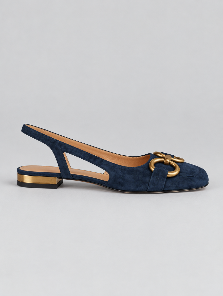 Enya sandals in dark blue, side view