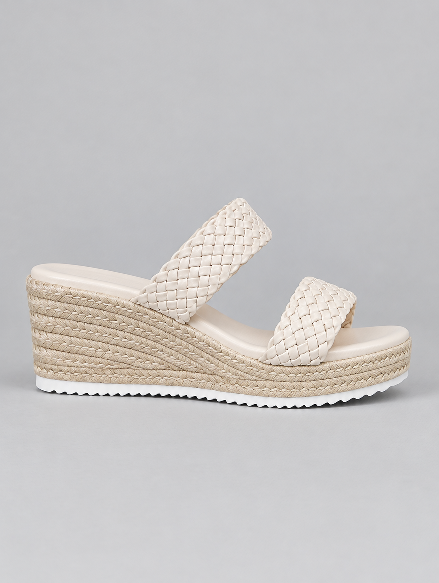 Celandine sandals in beige, side view