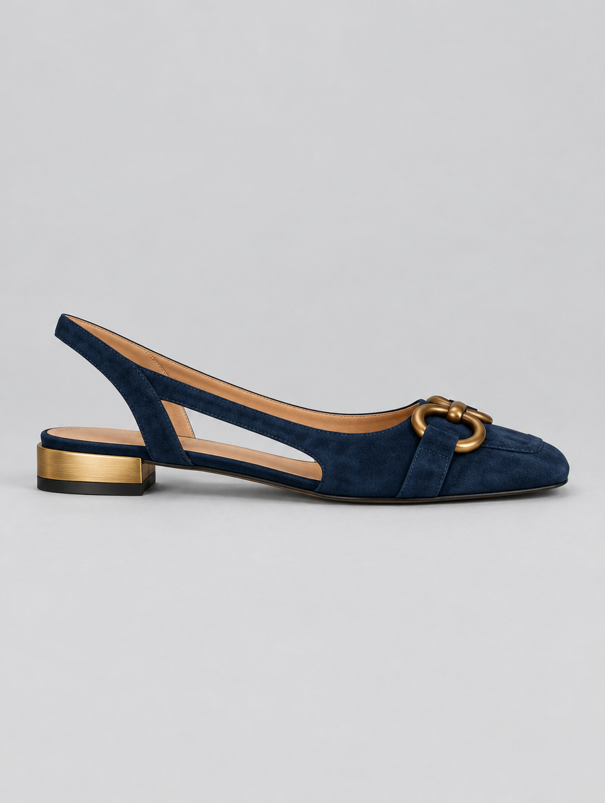 Viveca sandals in navy blue, side view