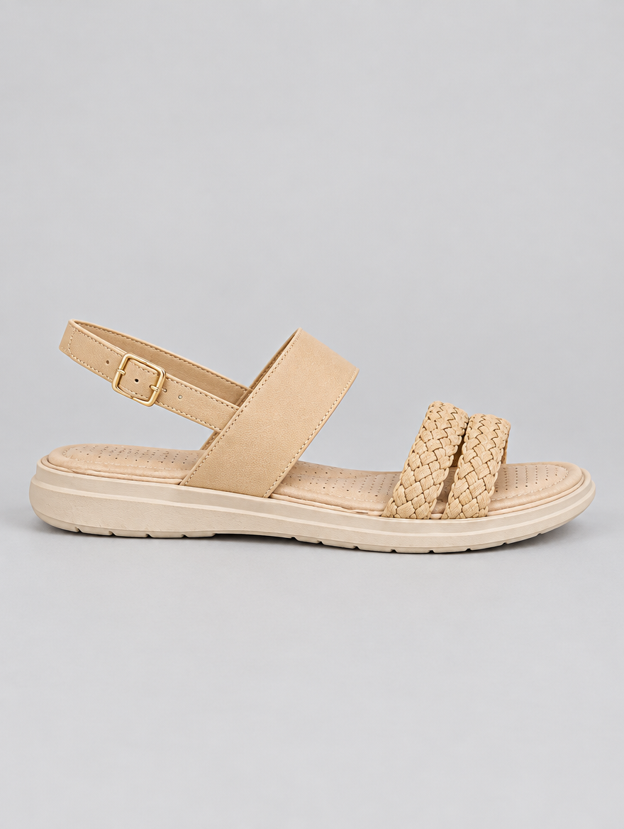 Freya sandals in beige, side view