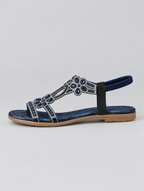 Rosamond sandals in blue, side view