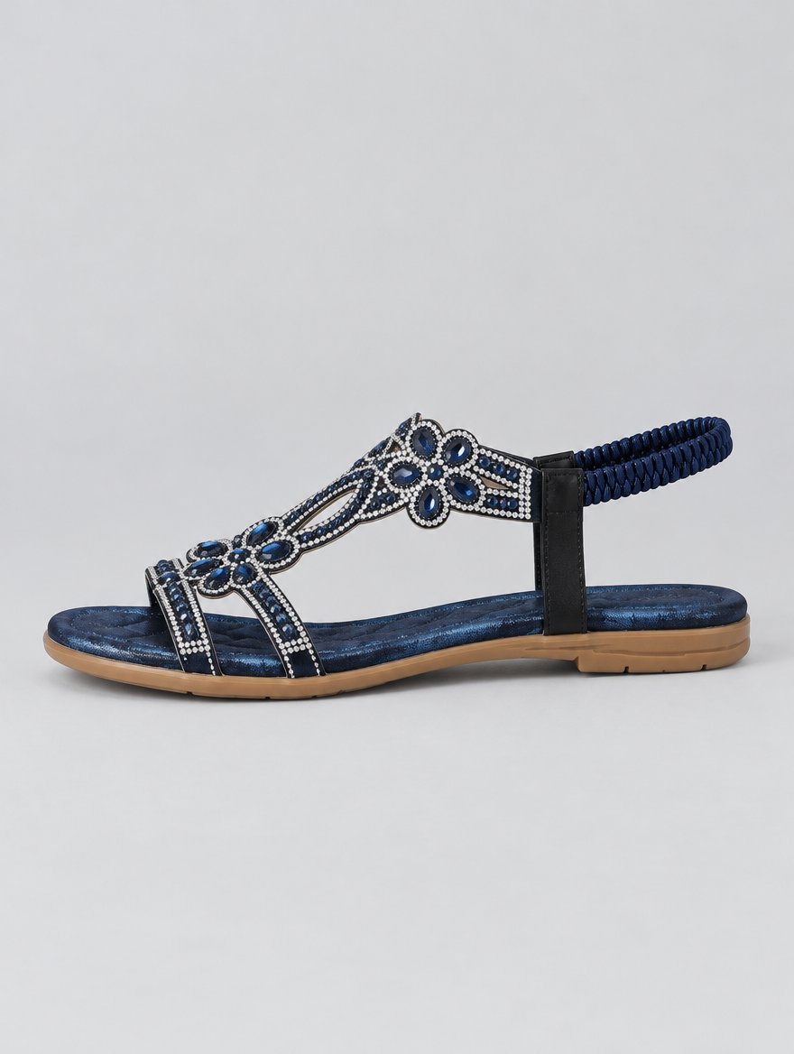 Rosamond sandals in blue, side view