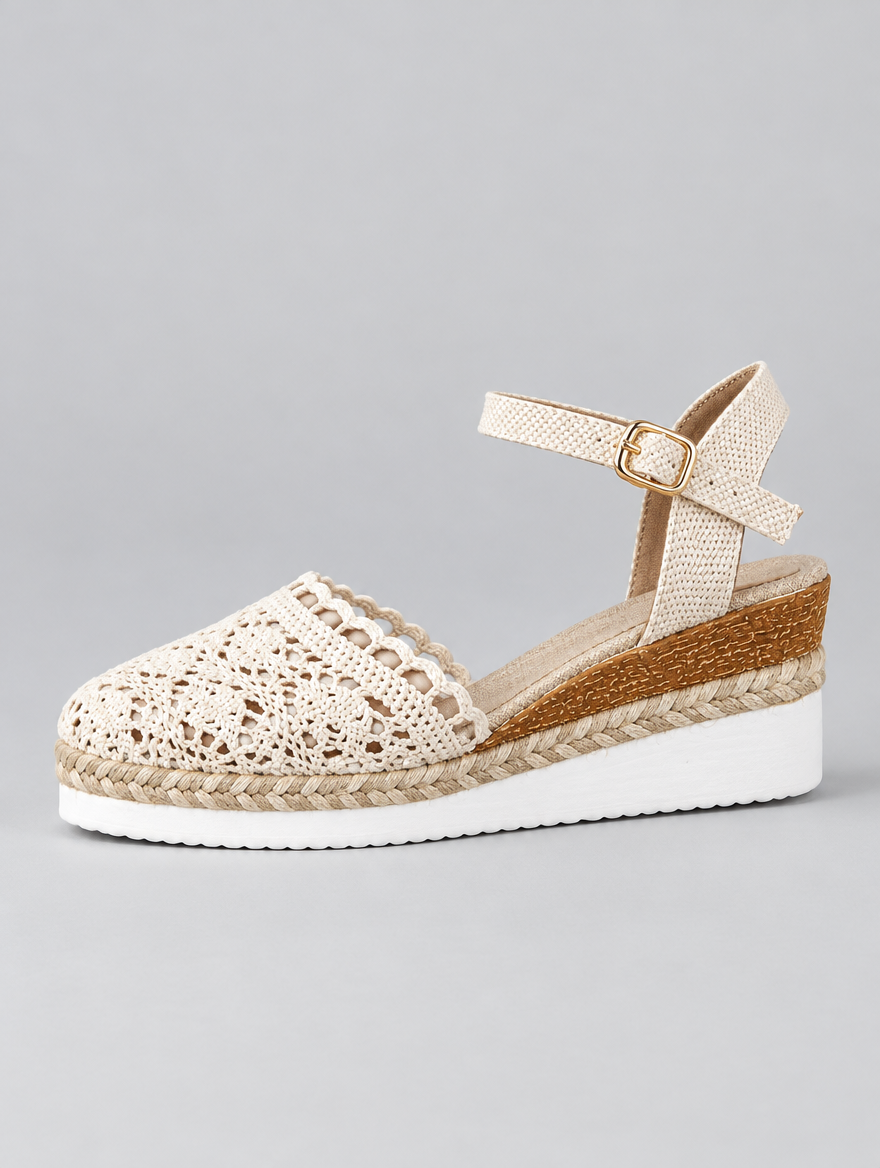 Bea sandals in beige, side view