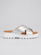 Perdita sandals in silver, side view