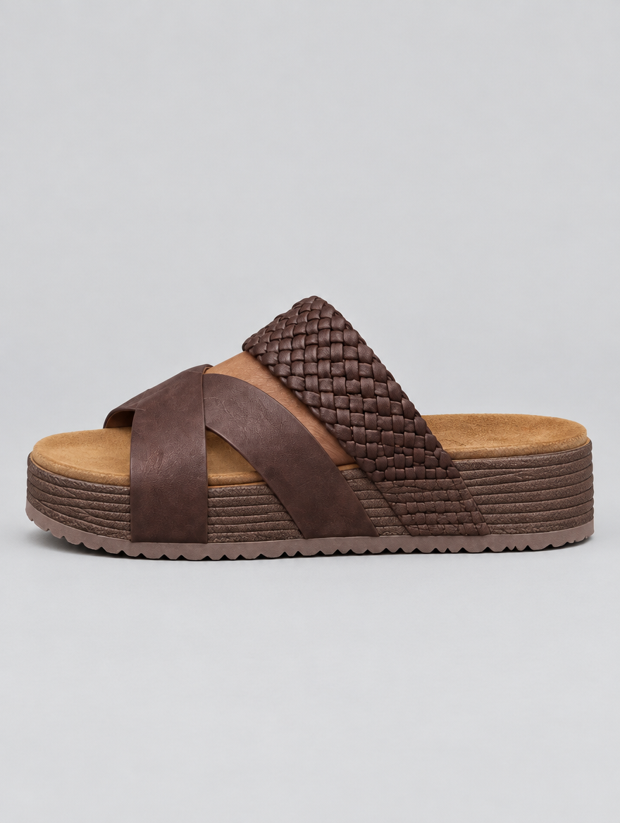 Glenys sandals in brown, side view