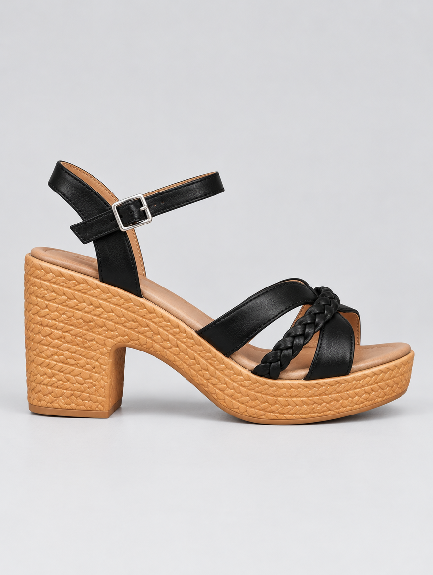Valda sandals in black, side view