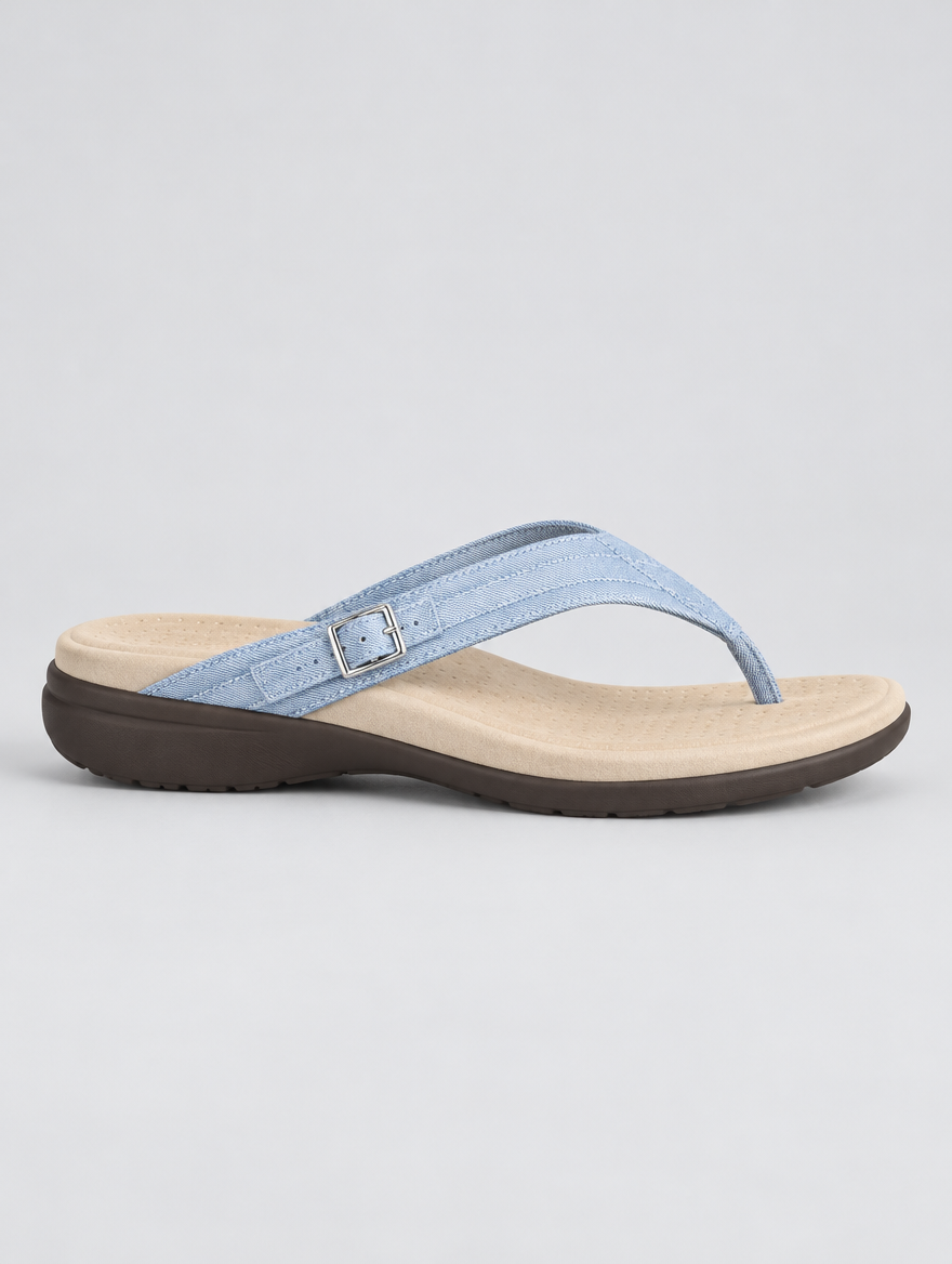 Goldie sandals in sky blue, side view