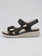 Rosalee sandals in black, side view