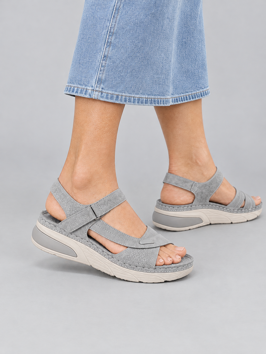 Vanora Lightweight Supportive Summer Sandals in Grey