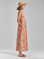 Leonie dress in Coral, side view