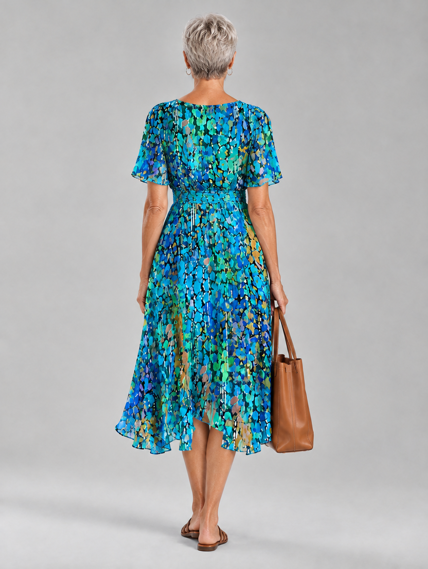 Marisol dress in Blue, back view