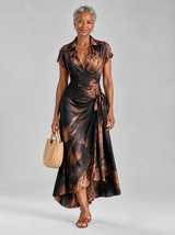 Odette™ Abstract Print Collared Wrap Maxi Dress