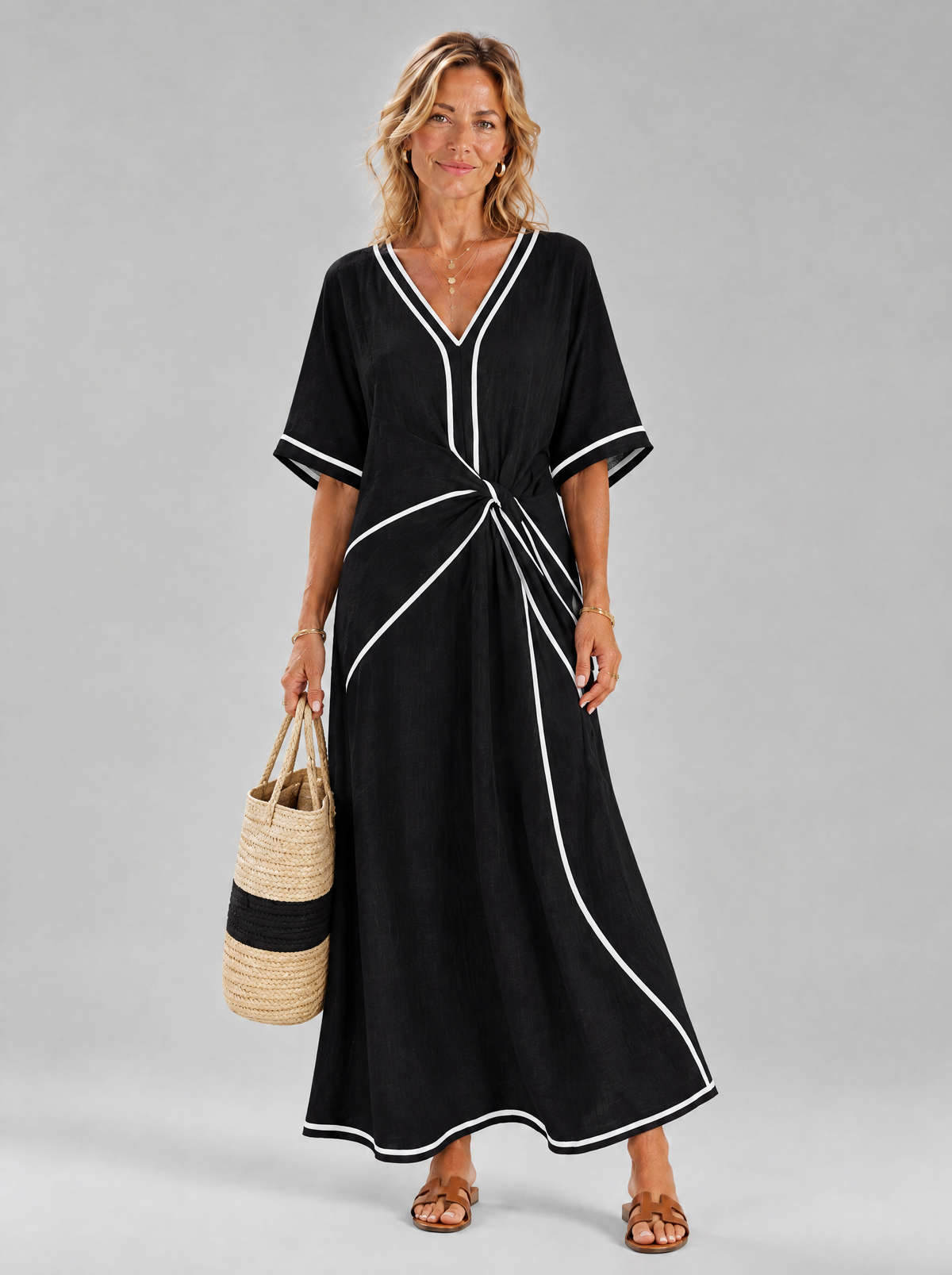 Thalia dress in Black, front view