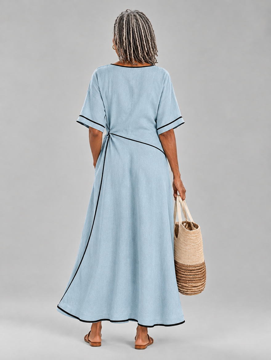 Thalia dress in Blue, back view