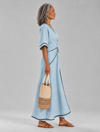 Thalia dress in Blue, side view