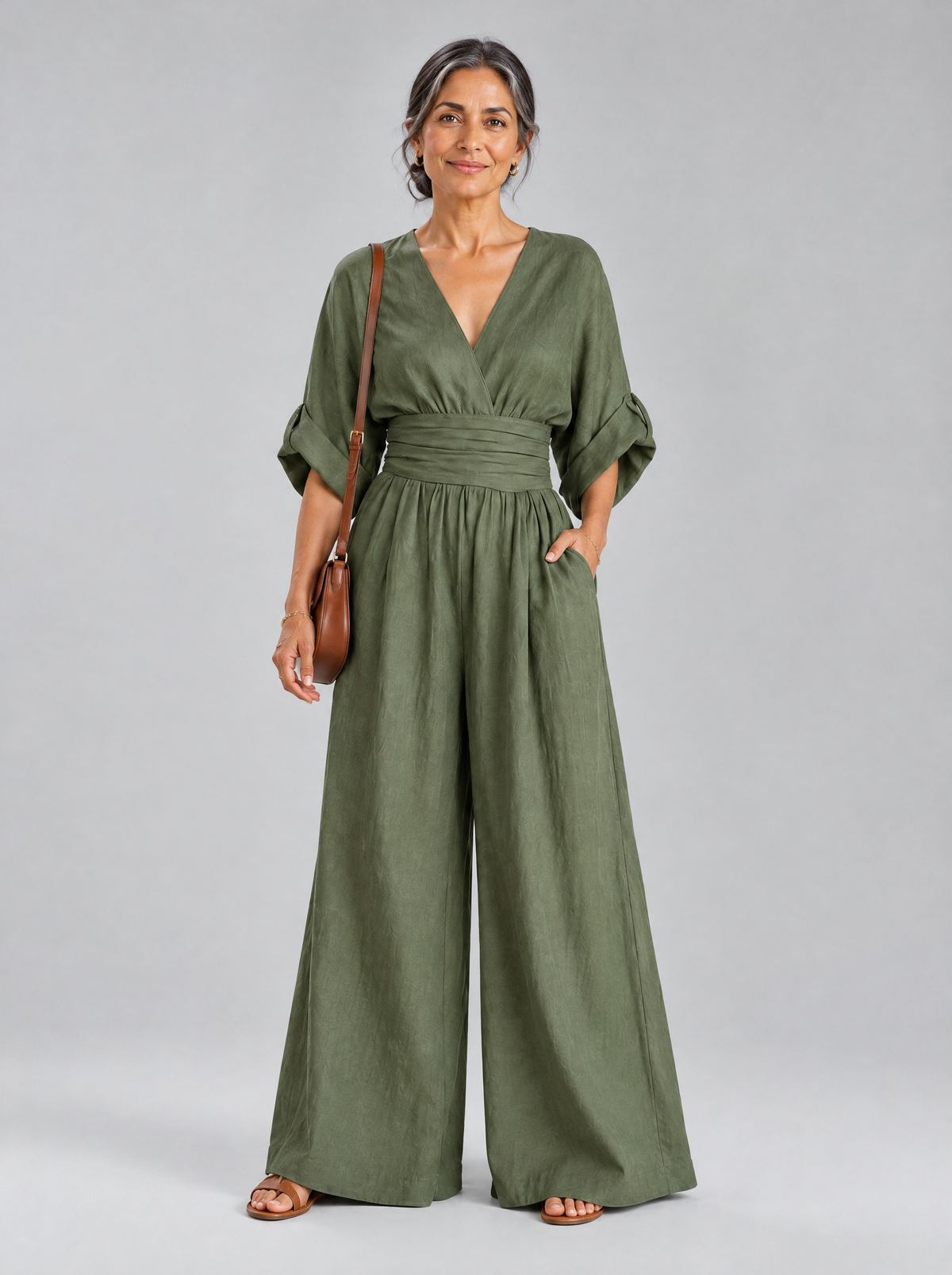 Vivienne jumpsuit in Green, front view