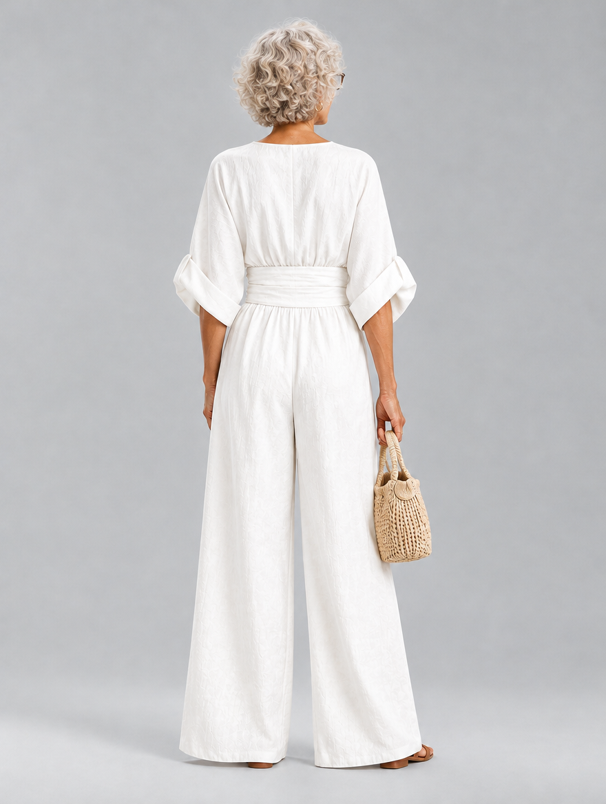 Vivienne jumpsuit in White, back view