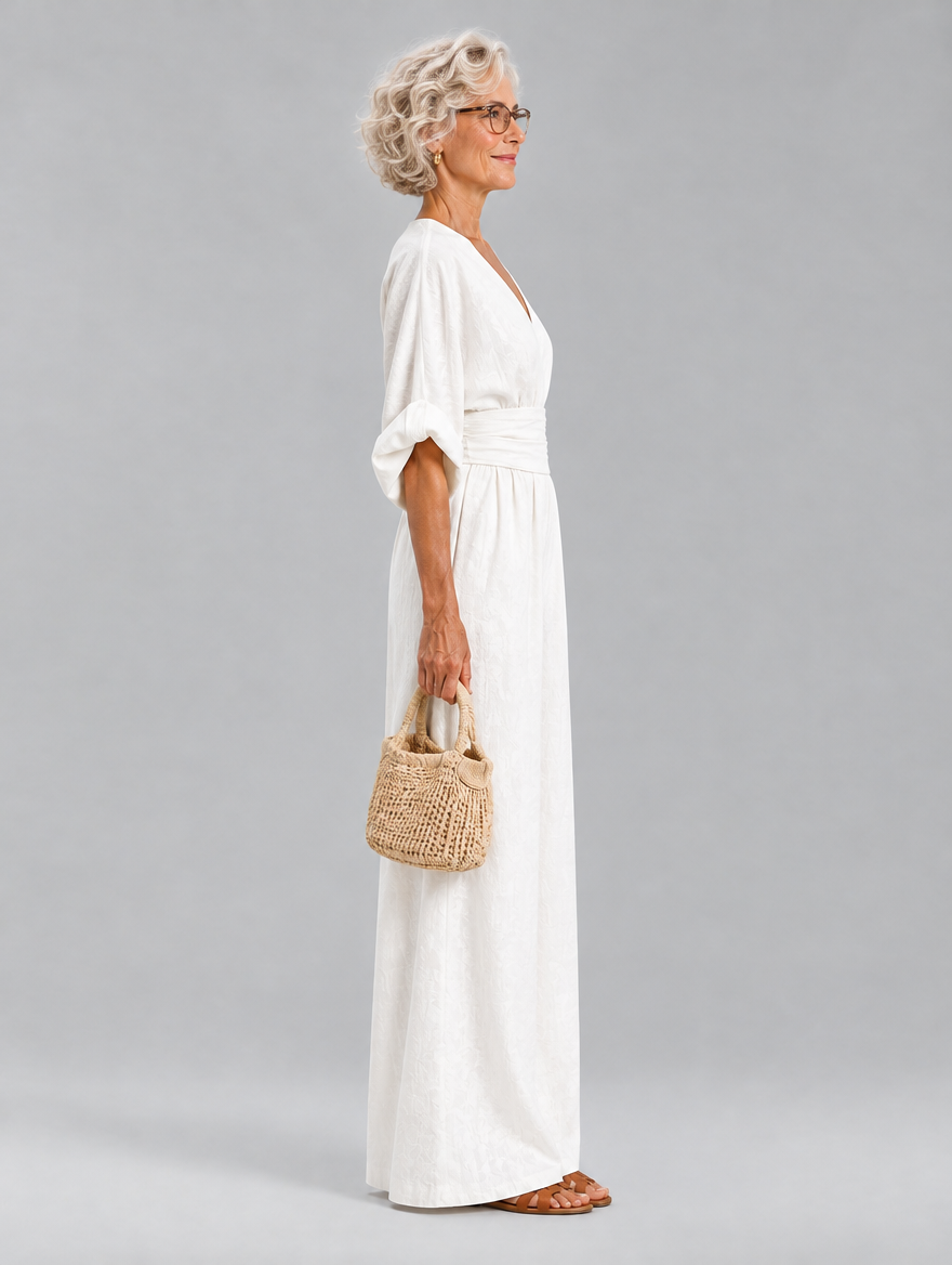 Vivienne jumpsuit in White, side view